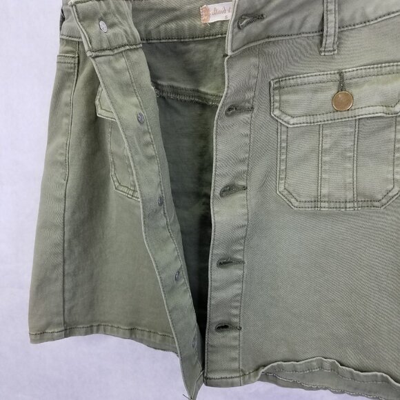 Altar’d State Mini Skirt Womens Small Green Button Up Pencil Front Pockets Denim - Picture 3 of 9